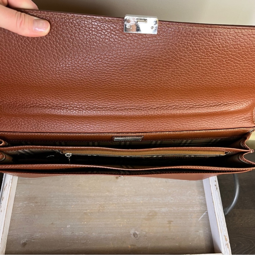 Vintage Burberry Leather Briefcase Nova Check Lock Key COA Business Work Office - Picture 9 of 16